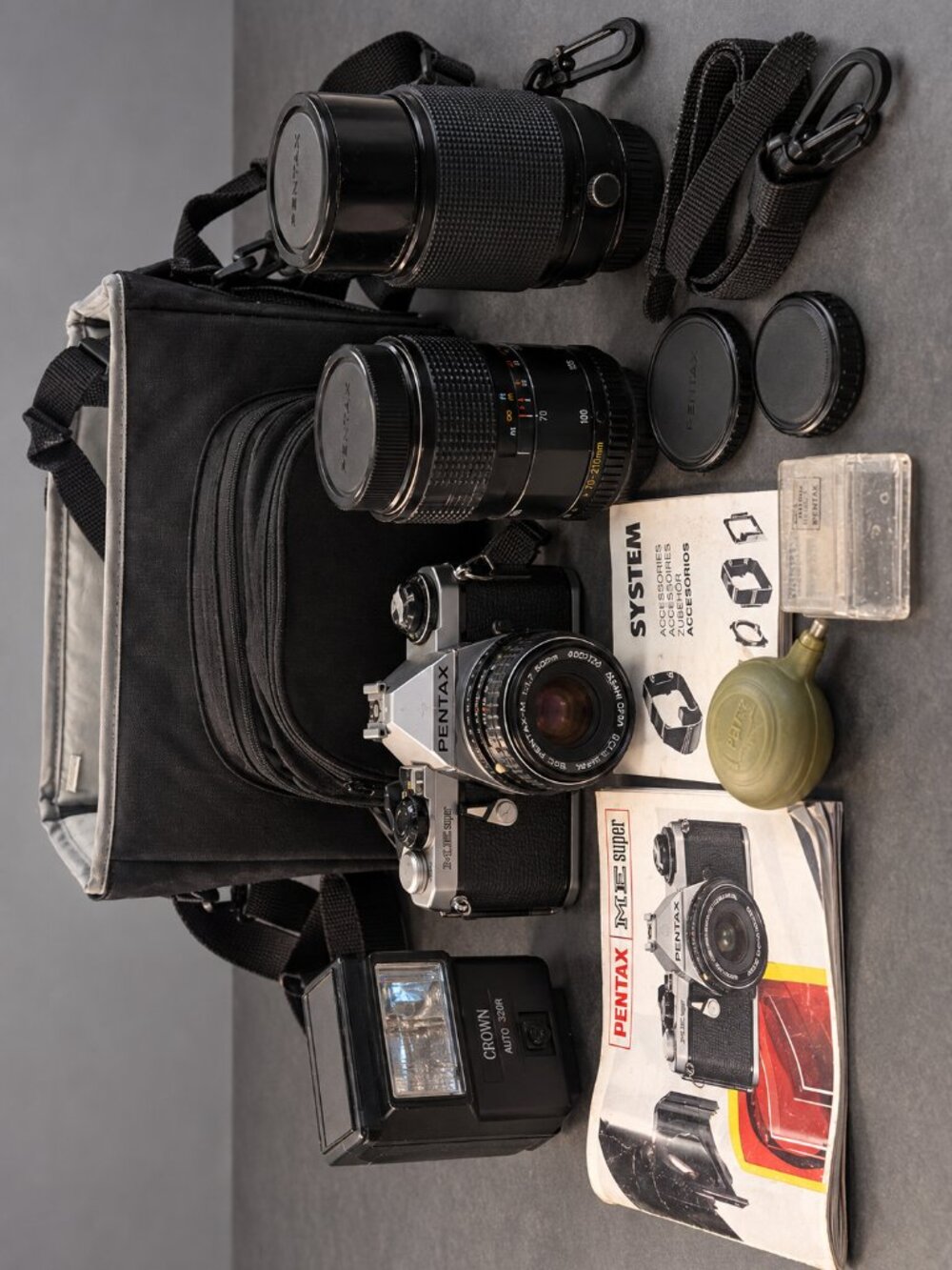 Vintage Pentax ME Super 35mm Film Camera Multi-Lens Flash & Bag Bundle